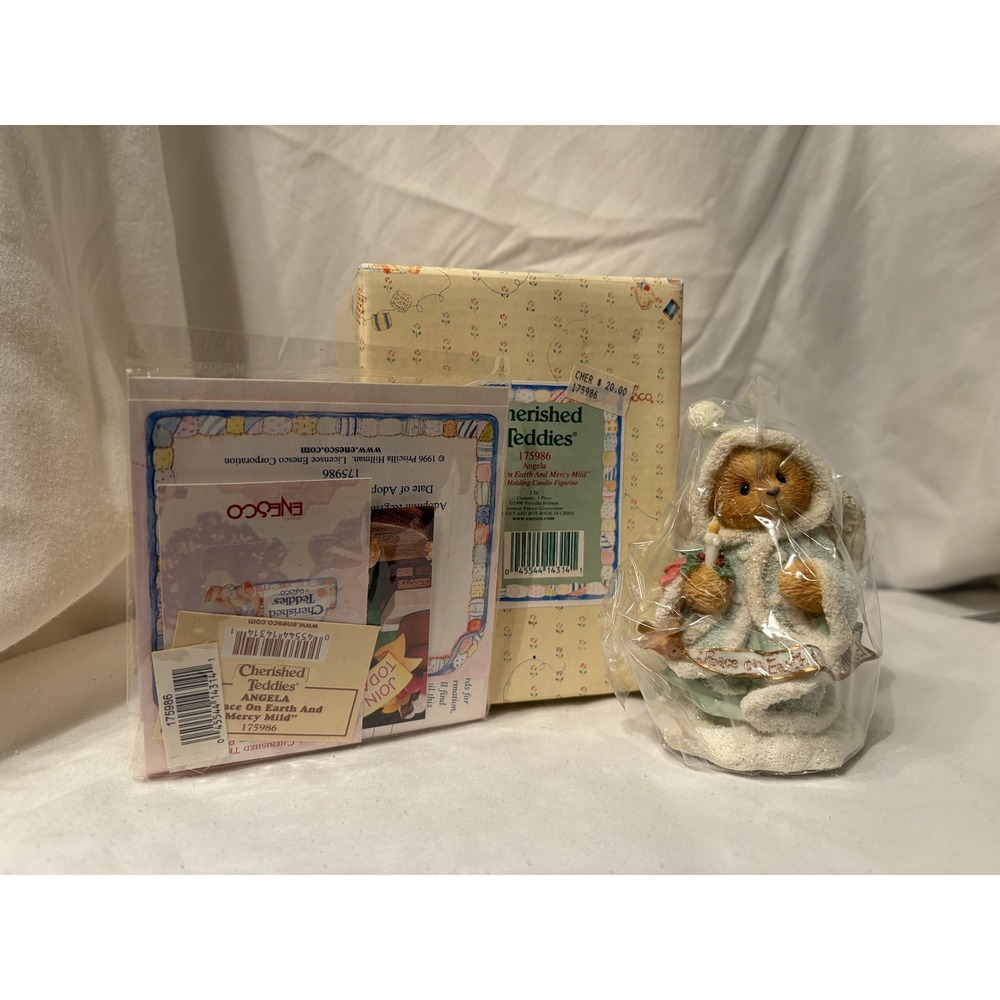 Cherished Teddies 1996 Angela Bear Figurine Peace on Earth w/ Box COA